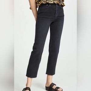 RE/DONE High Rise Stretch Stovepipe Jeans - Faded Black